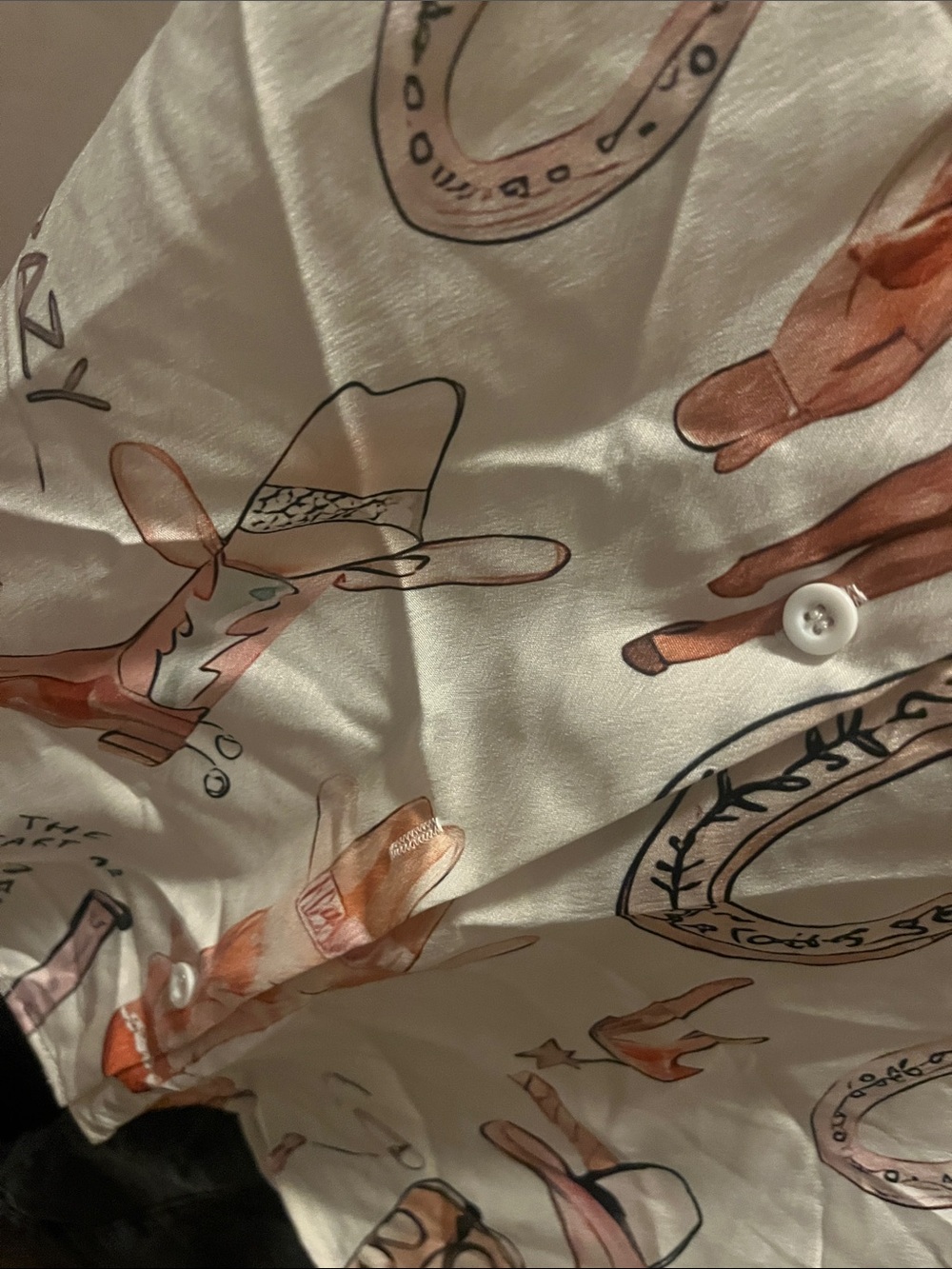 Womens Printed Short Pajama Set - White with Pink Accents - Picture 5 of 5